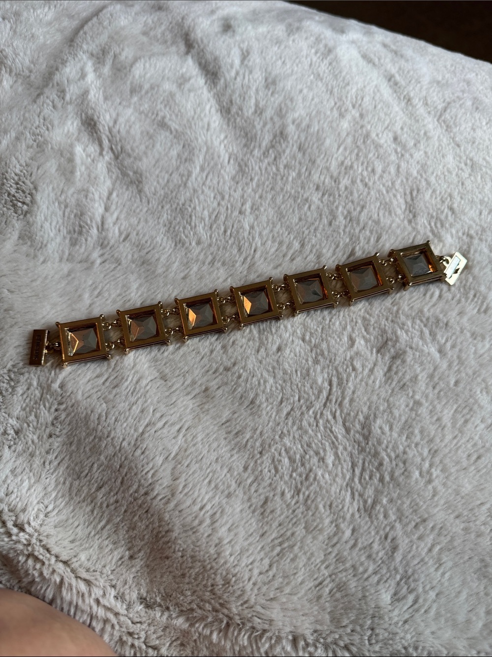 Chico's Gold-Tone Square Crystal Link Bracelet